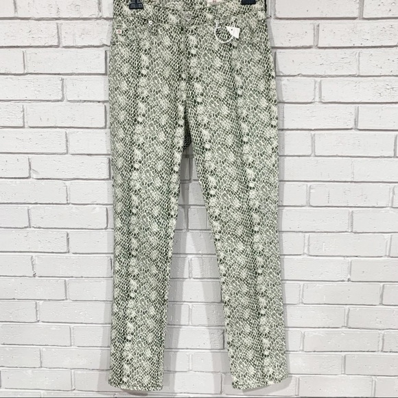 AG Jeans Mari snake-print high-rise straight-leg jeans - Picture 1 of 10